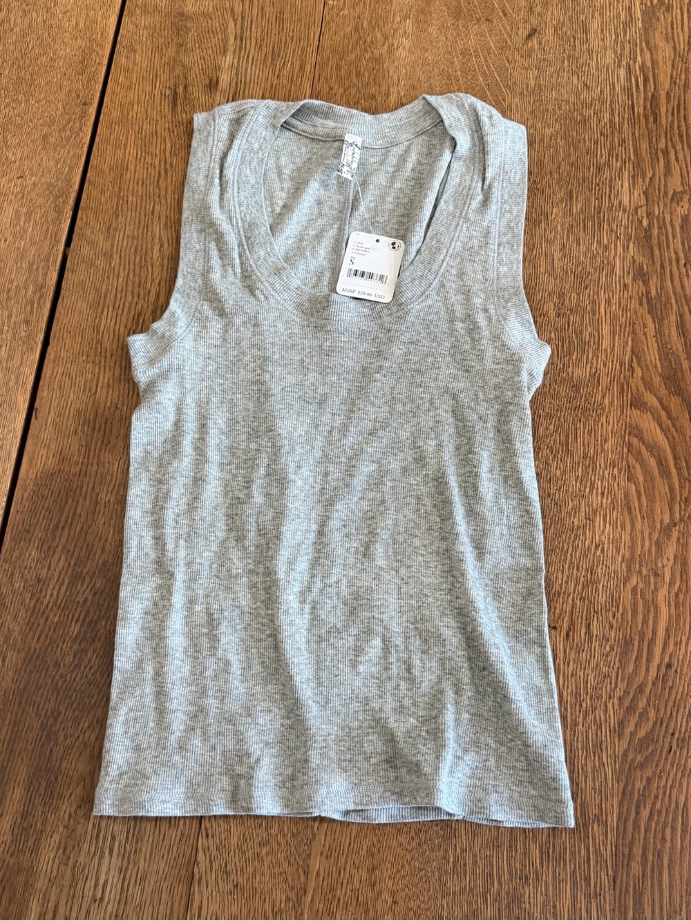 Intimately Free People Grey Scoop Neck Tank Top NWT
